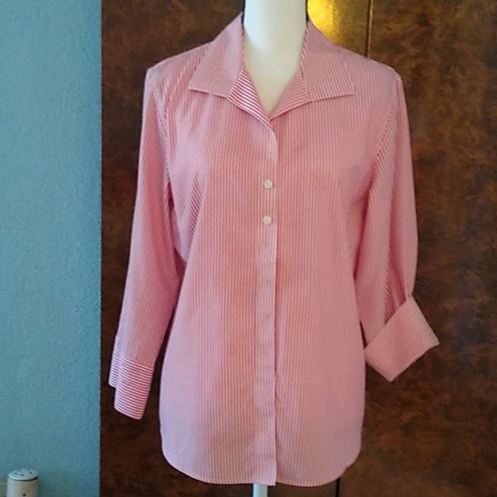 CHICO'S  red and white blouse 100%cotton